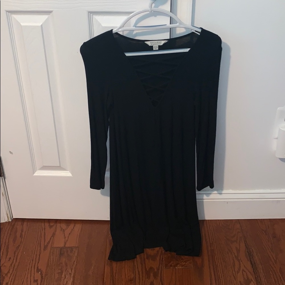 Black Lace up Dress